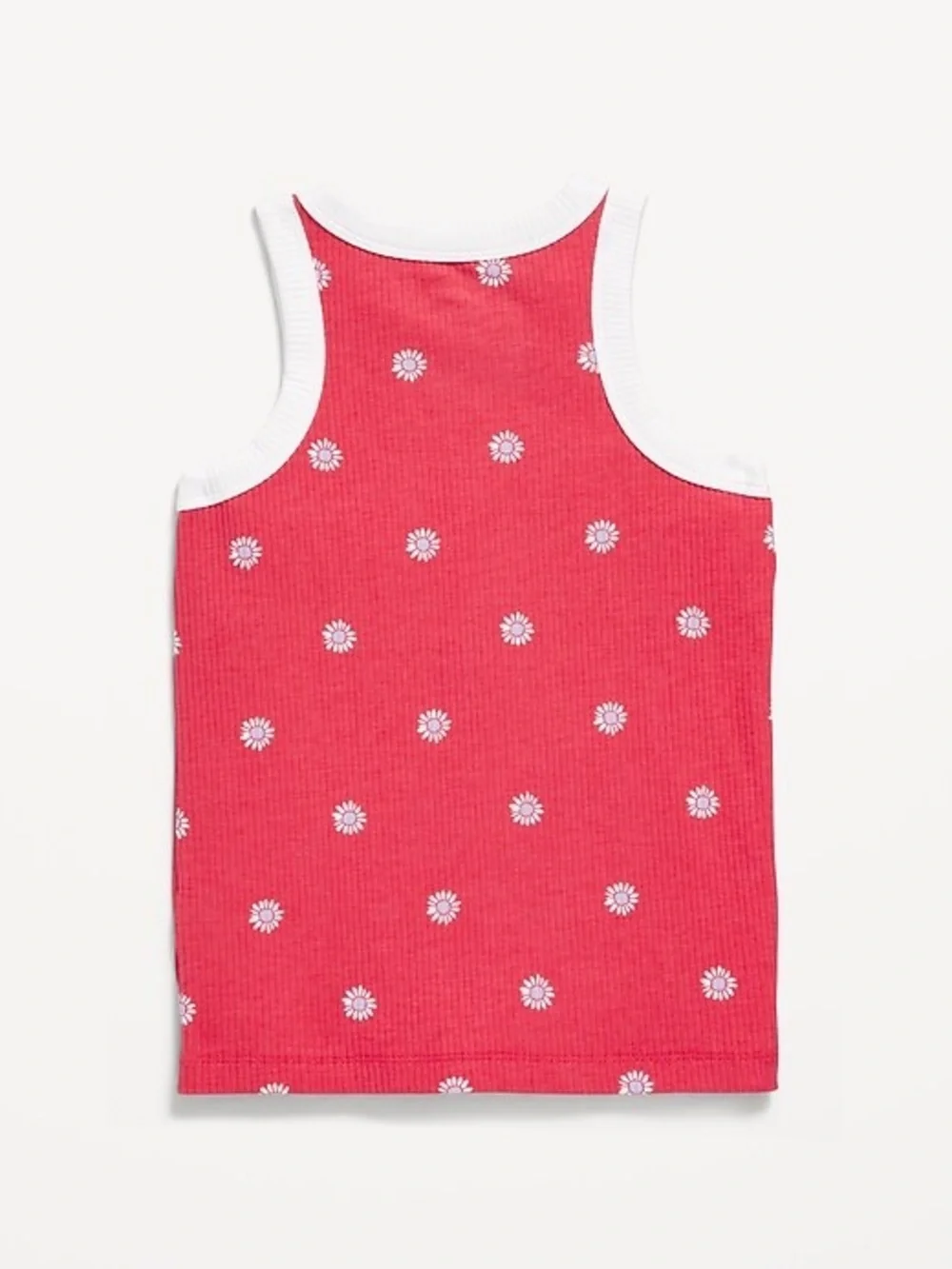 Girls Old Navy Pink Ribbed Tank with White Daisy Print NWOT size MD